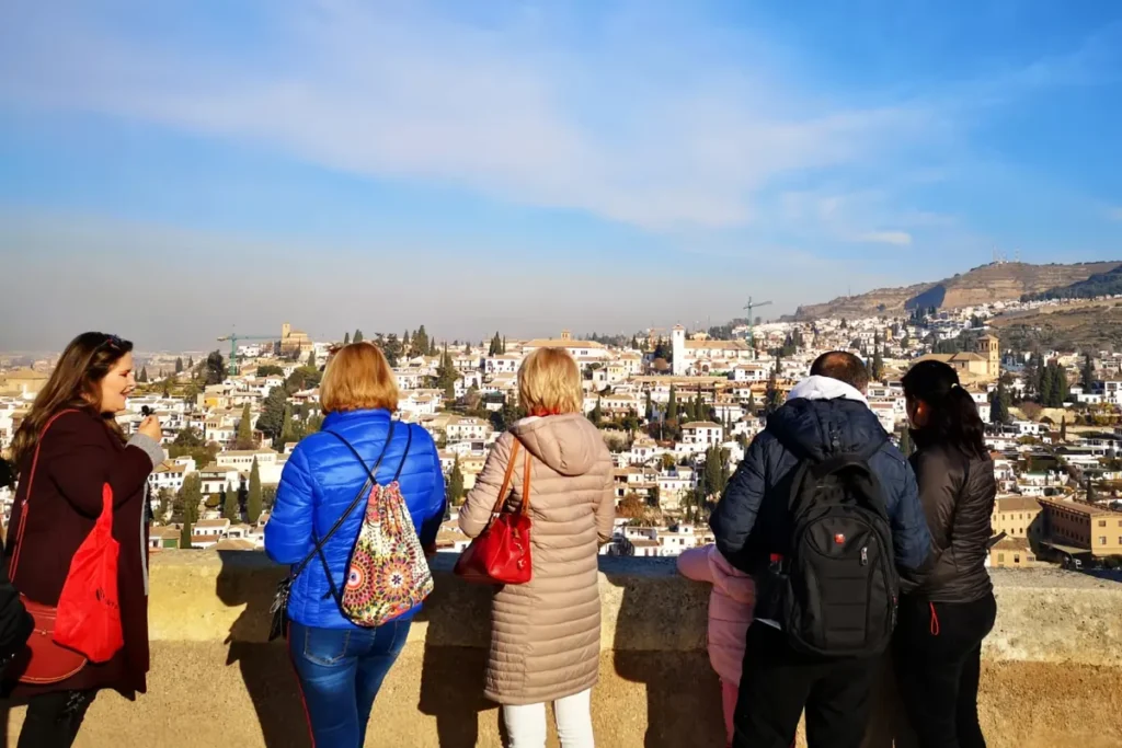 Looking out over the rooftops of the Albaicin from a viewpoint in Granada