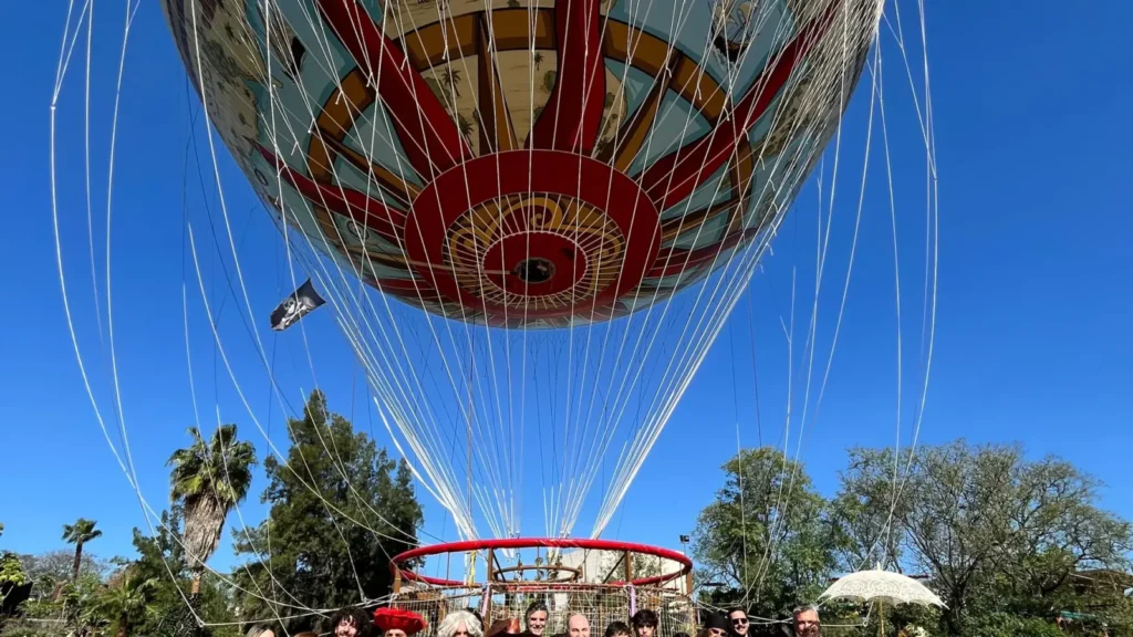 A tethered balloon attraction rising above Isla Magica in Seville