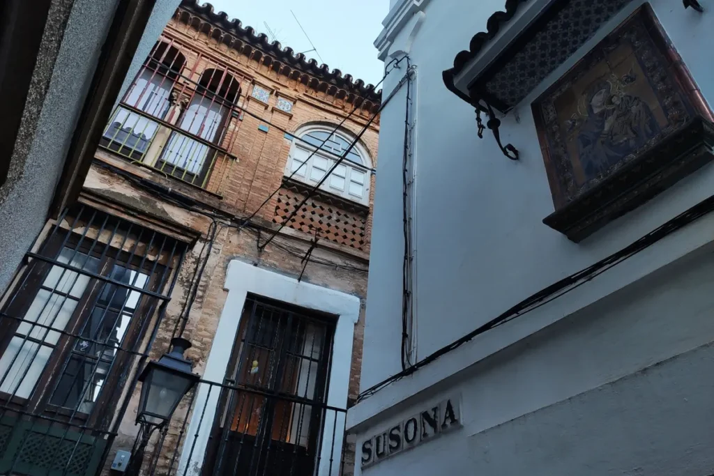 Calle Susona in the old Jewish quarter of Seville, with its tiled plaque