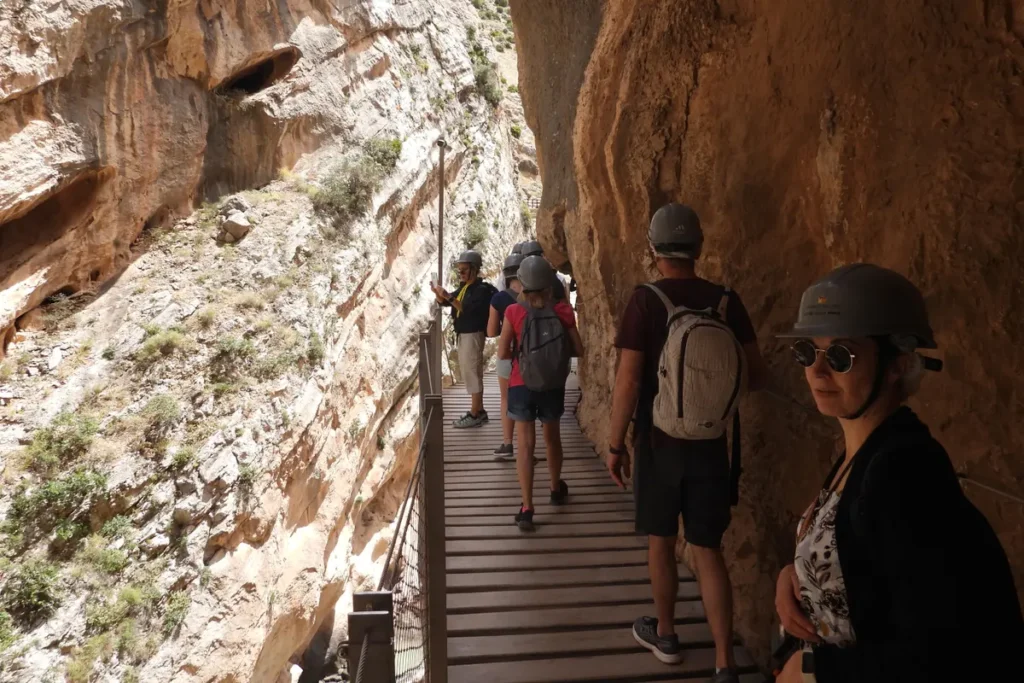 Narrow section of the Caminito del Rey through the Gaitanes gorge
