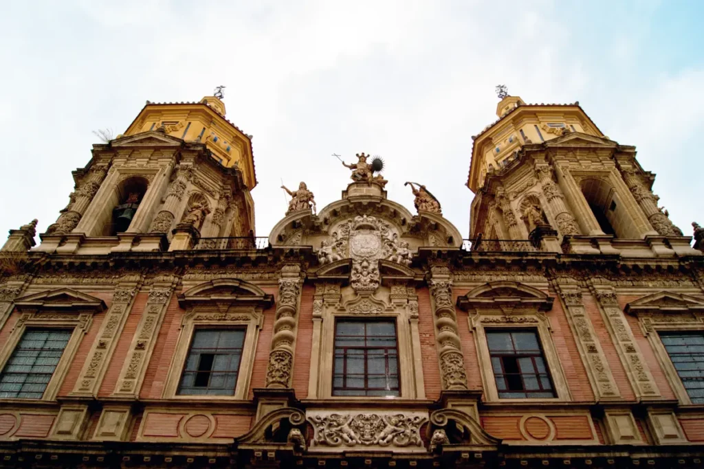 The baroque facade of the church of San Luis de los Franceses in Seville