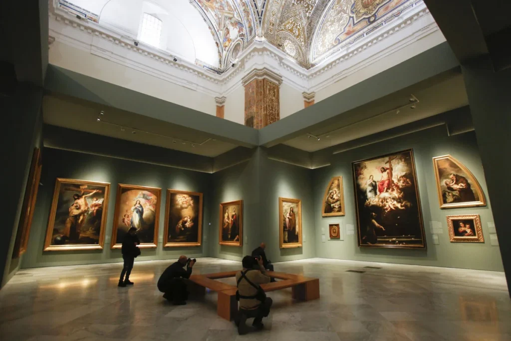 A gallery of Spanish paintings at the Museum of Fine Arts in Seville