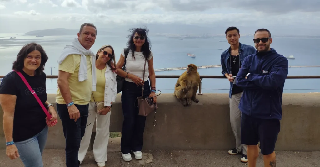 Viewpoint on the Rock of Gibraltar looking across the strait towards Africa