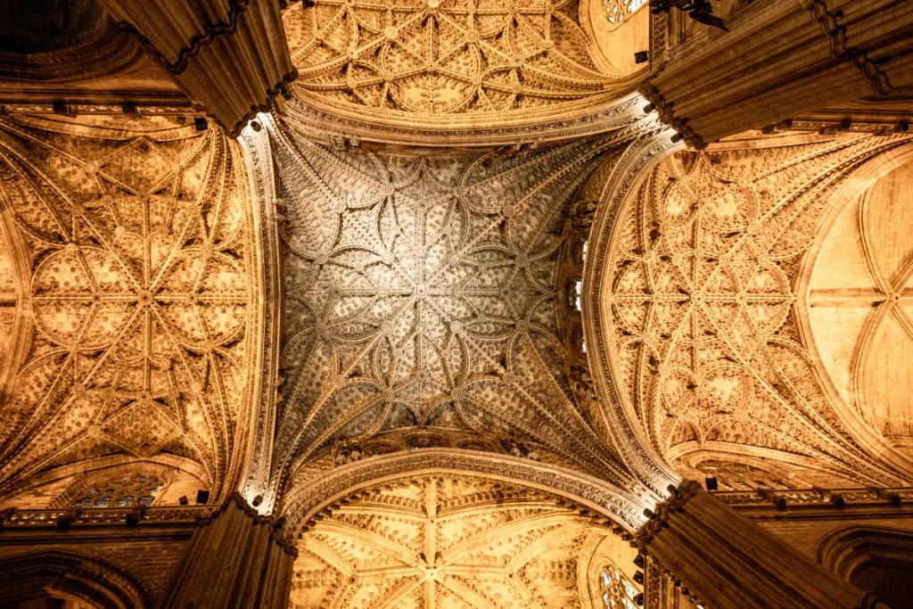 Ribbed Gothic vaulting inside Seville Cathedral