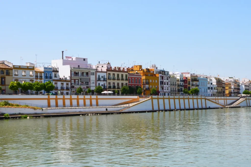 The Triana riverbank and the houses of Calle Betis along the Guadalquivir