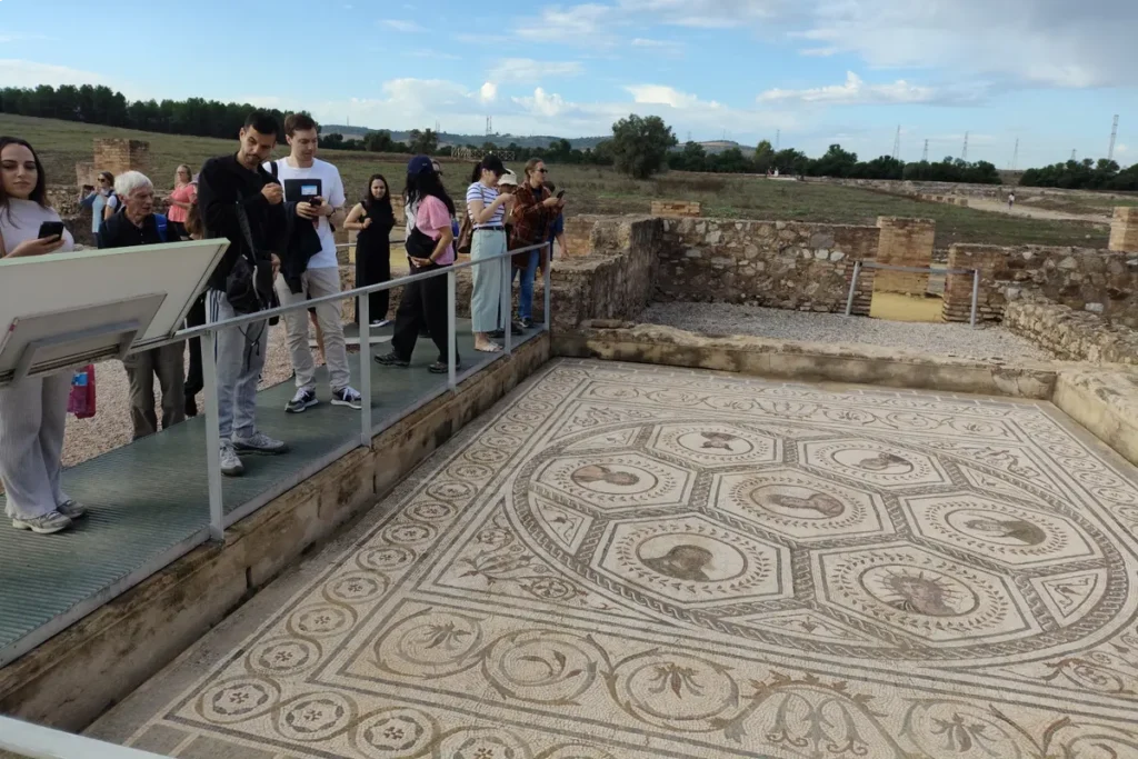 A large geometric Roman mosaic floor preserved in situ at Italica