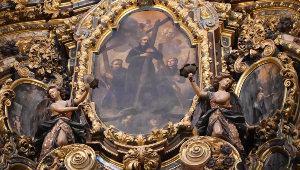 Painted and gilded baroque dome inside a church in Seville