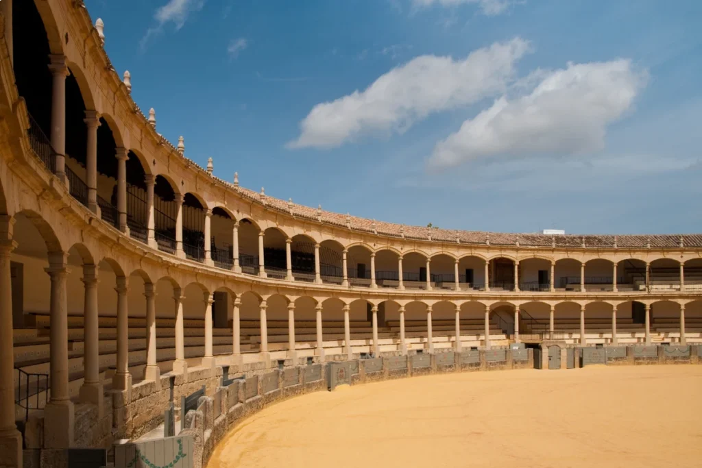 The double stone arcade of the Ronda bullring, one of the oldest in Spain