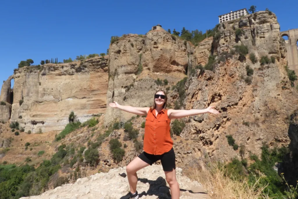 Standing at a viewpoint on the cliff edge above the Ronda gorge