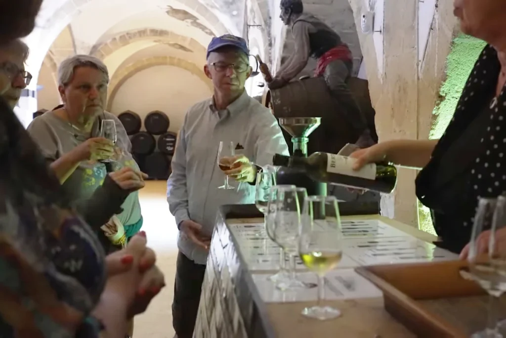 Glasses of sherry poured during a tasting at a winery in Jerez