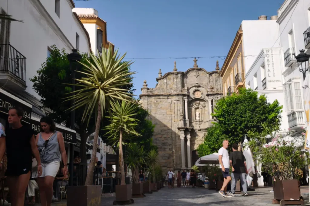 Church of San Mateo on a street in the old town of Tarifa